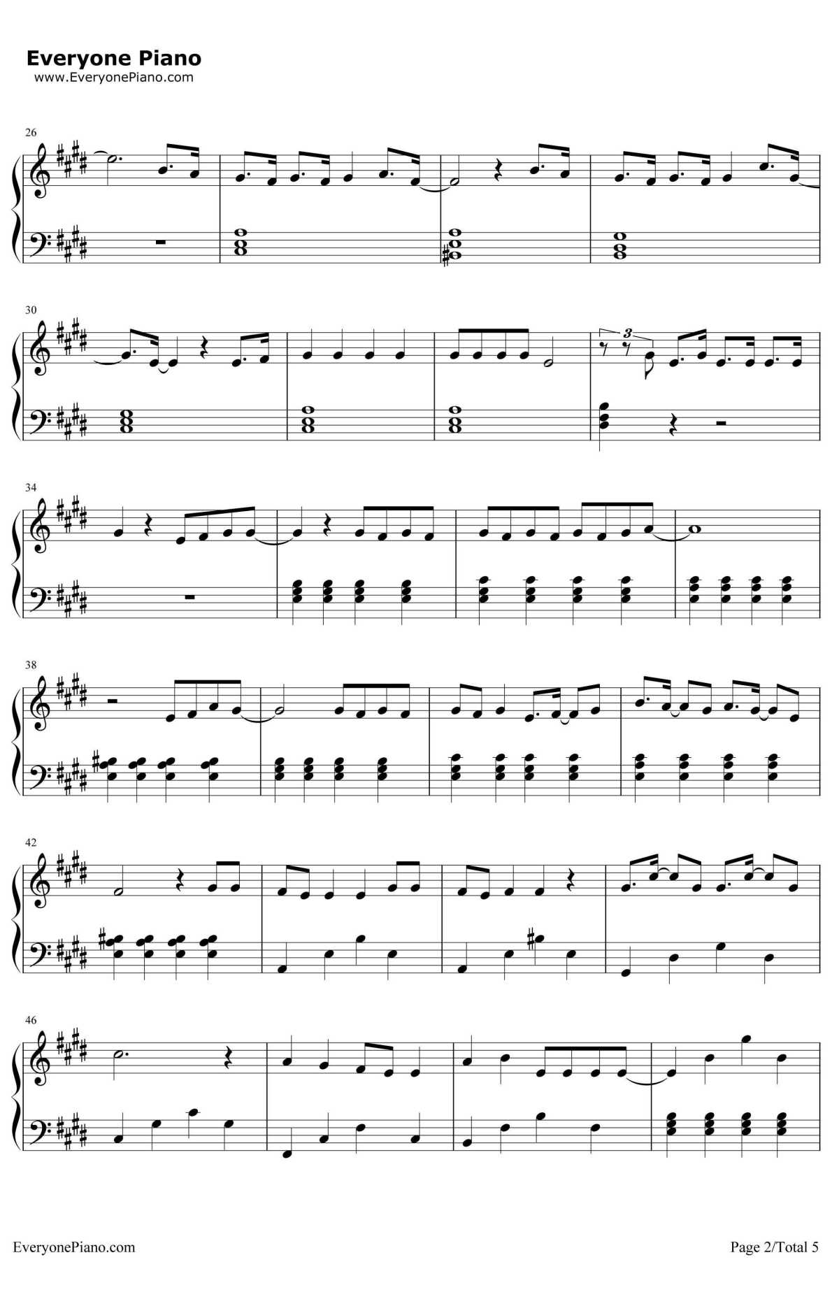 你下来吧钢琴谱2