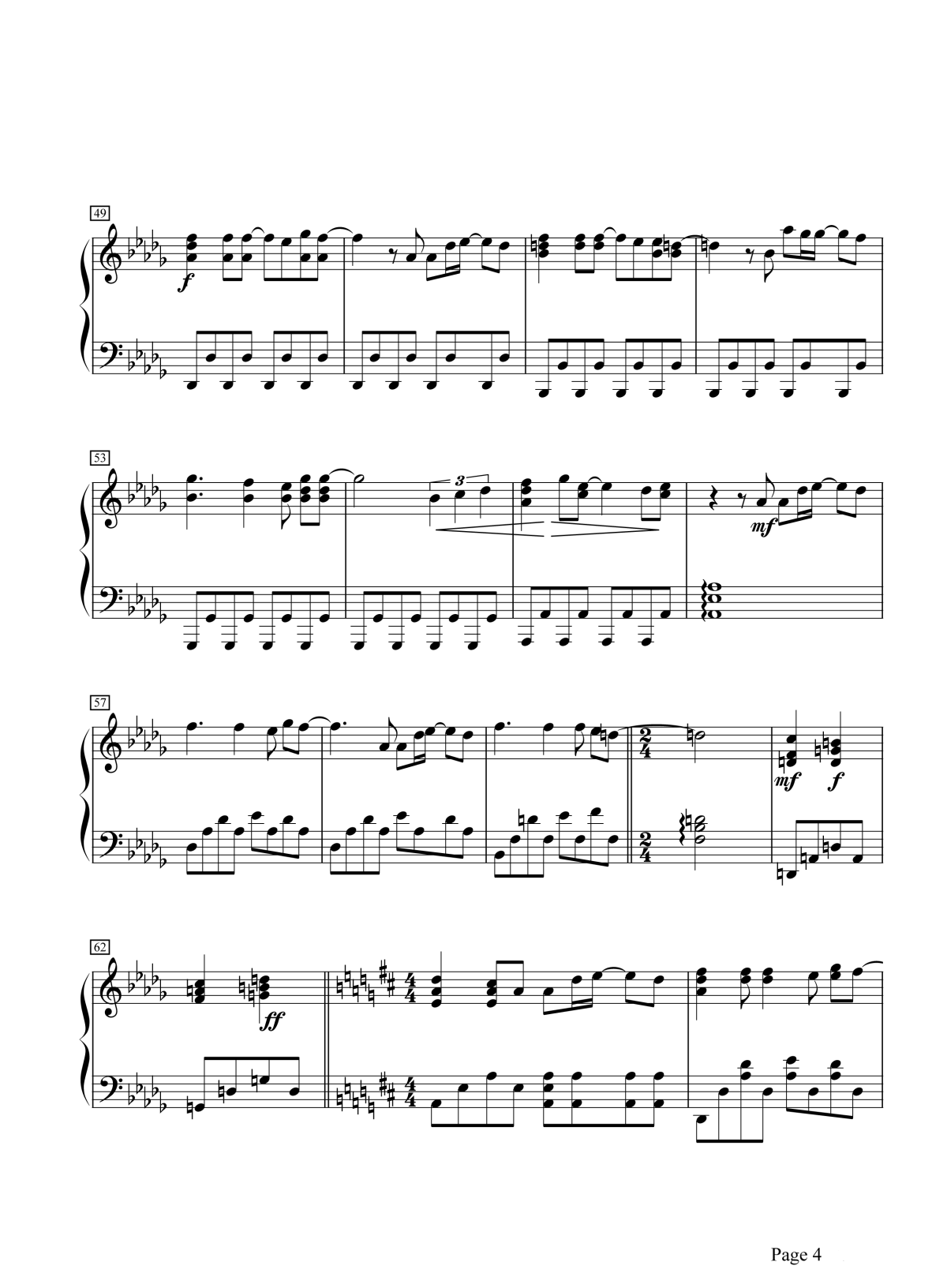 默默无语钢琴谱4