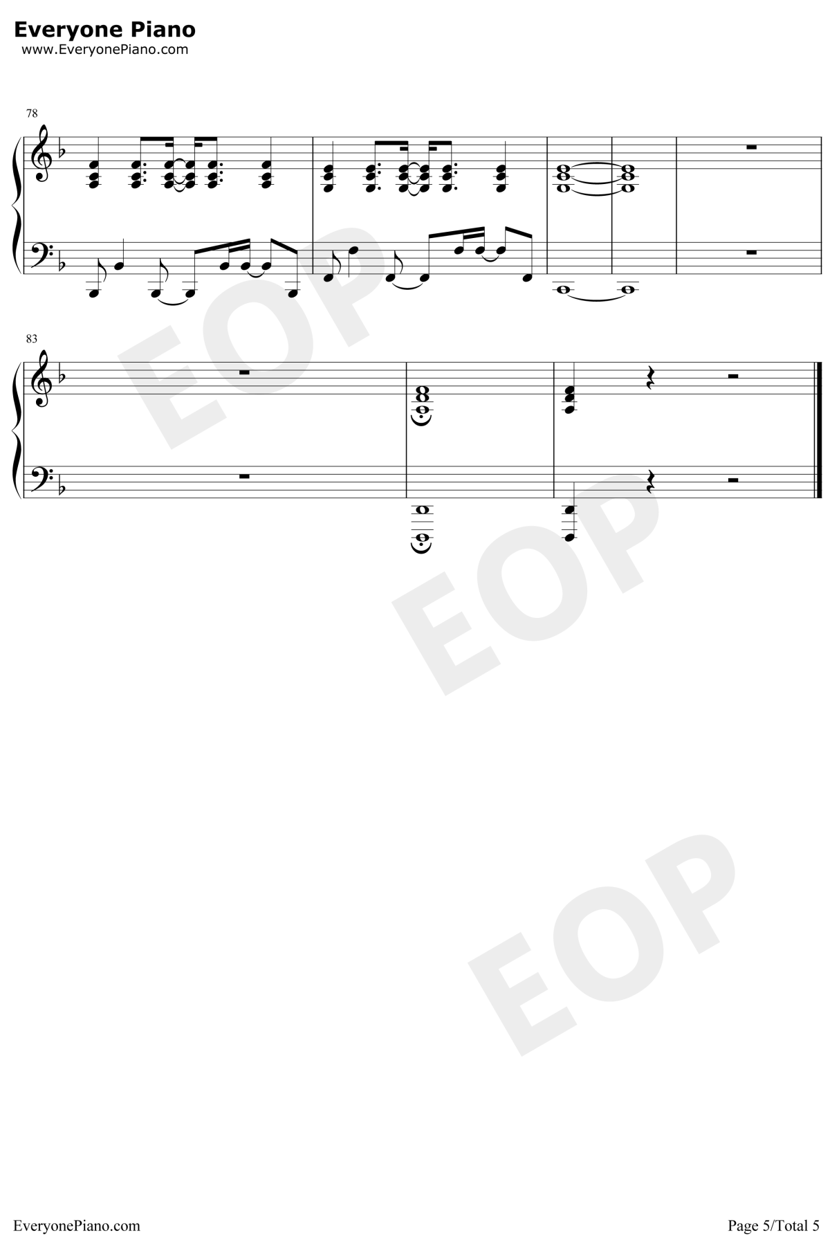 飘向北方钢琴谱5