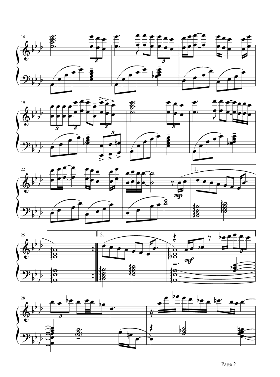 风往北吹钢琴谱2