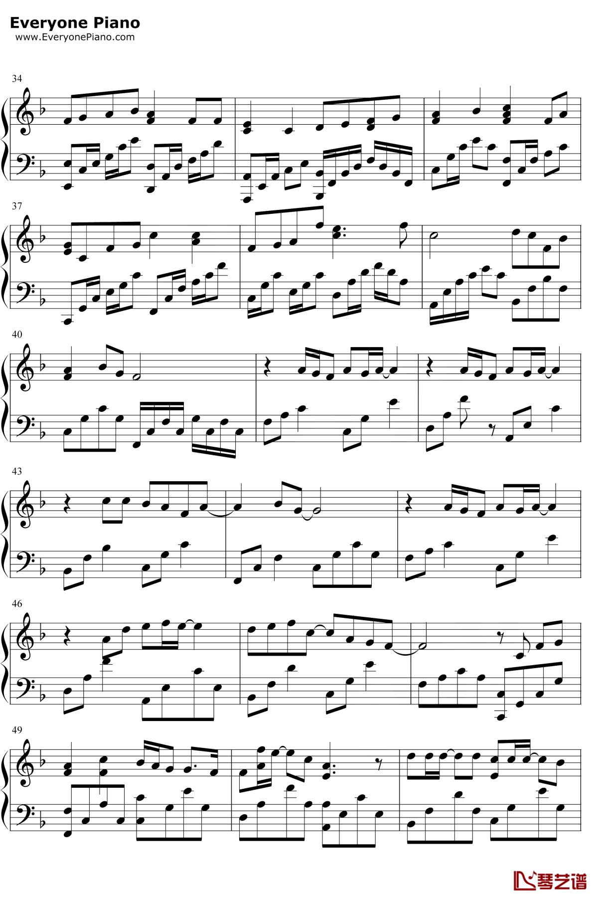 黑板情书钢琴谱3