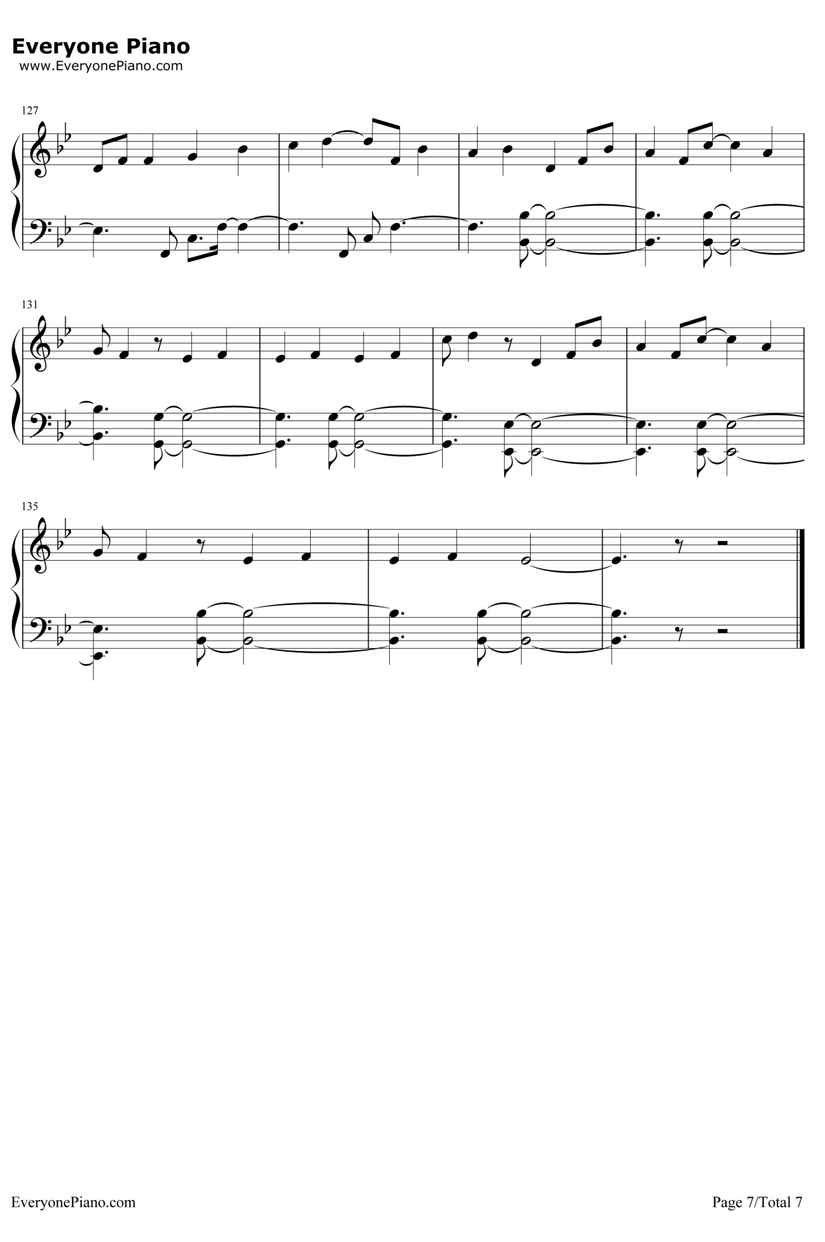 漂亮面对钢琴谱7