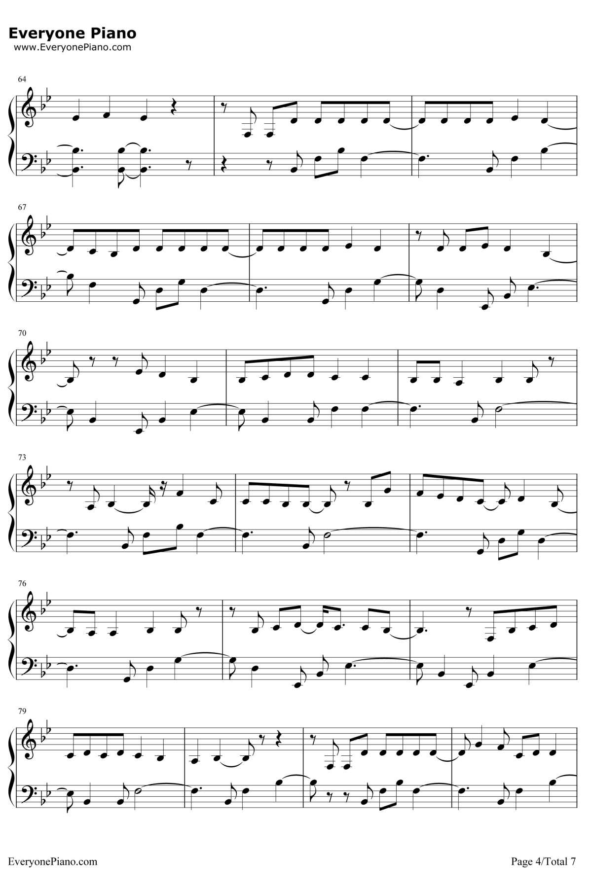 漂亮面对钢琴谱4