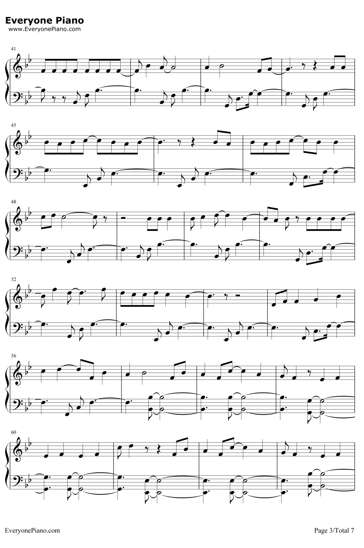 漂亮面对钢琴谱3