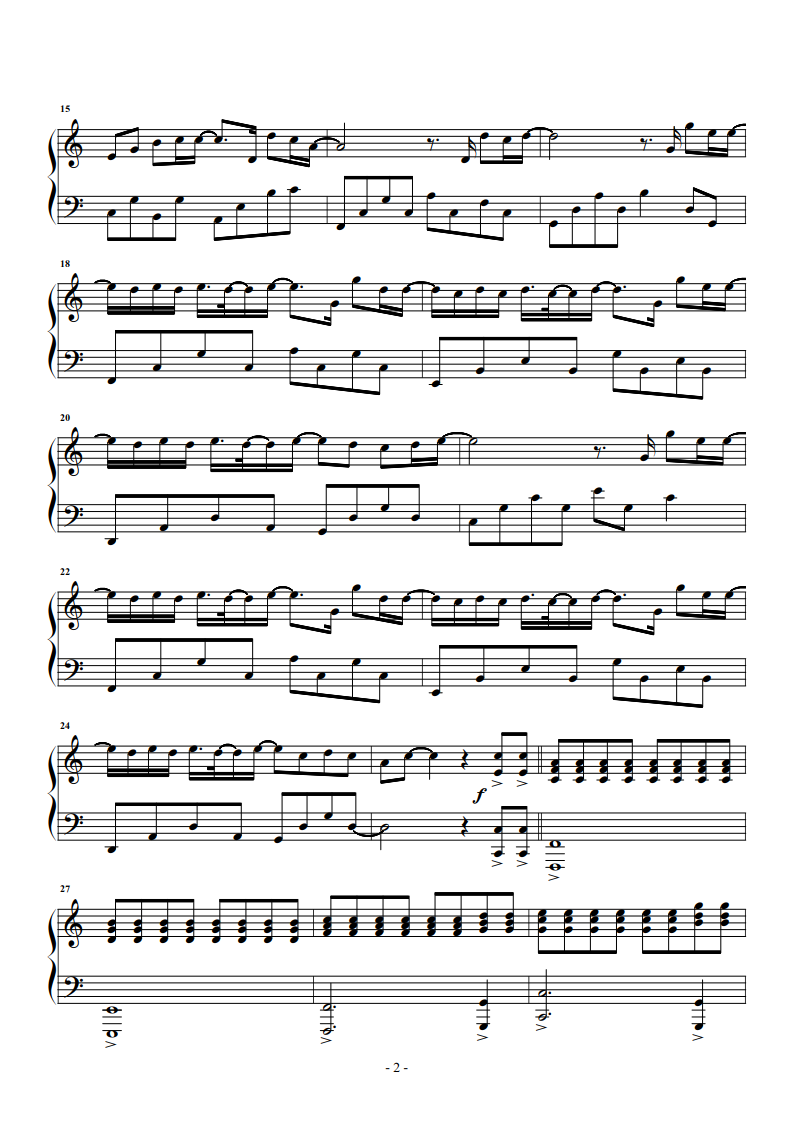 那个男孩钢琴谱2