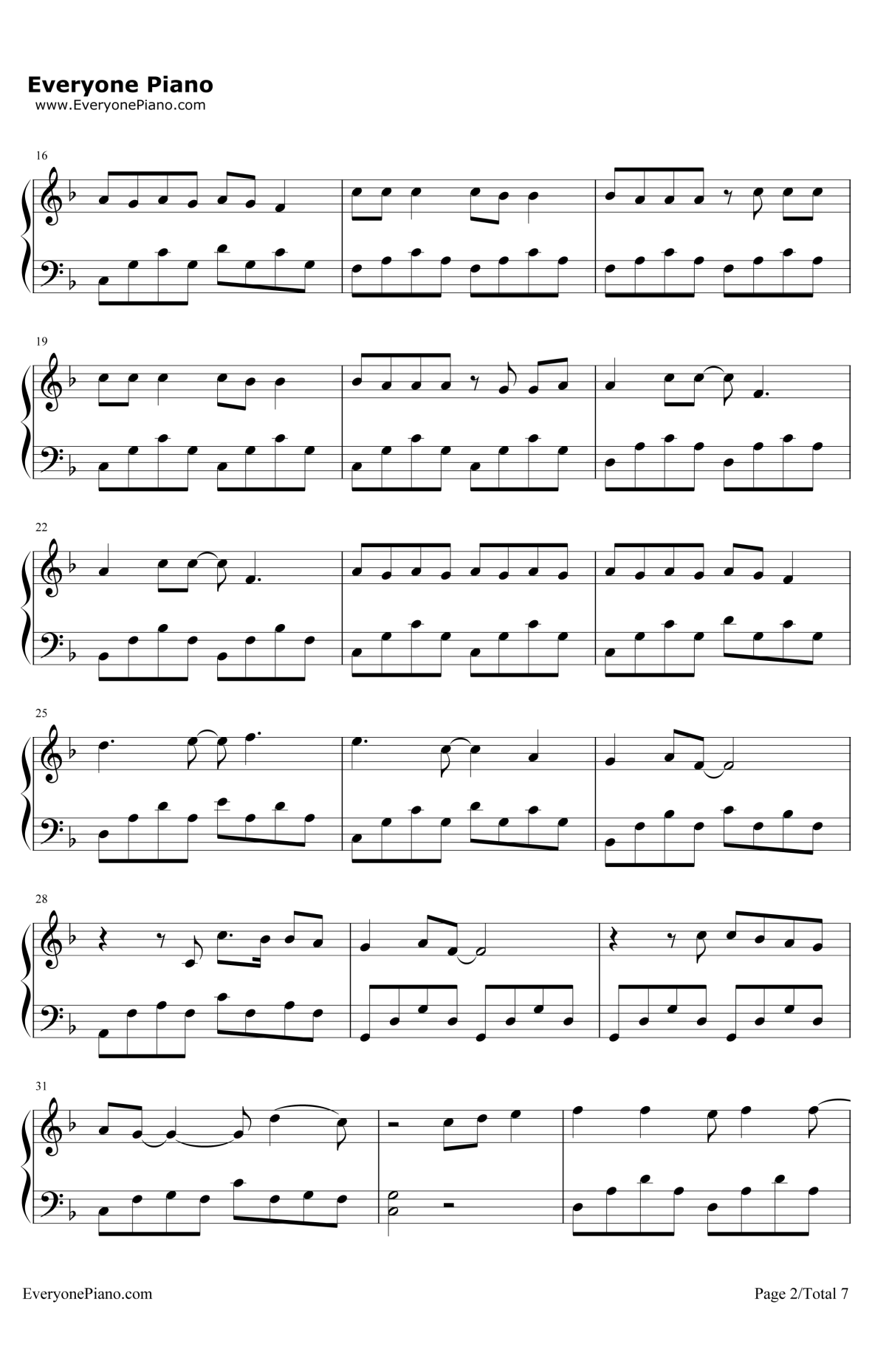 阳光宅男钢琴谱2