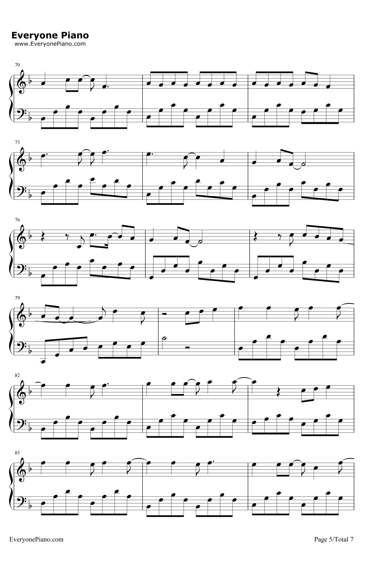 阳光宅男钢琴谱5