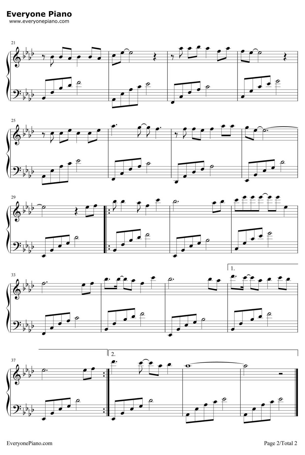 为爱痴狂钢琴谱2