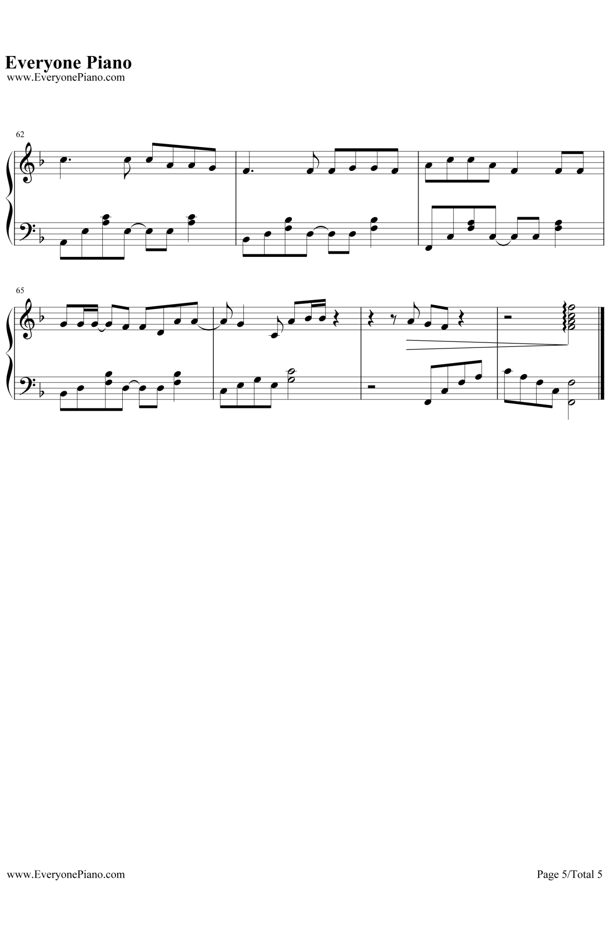 有何不可钢琴谱5