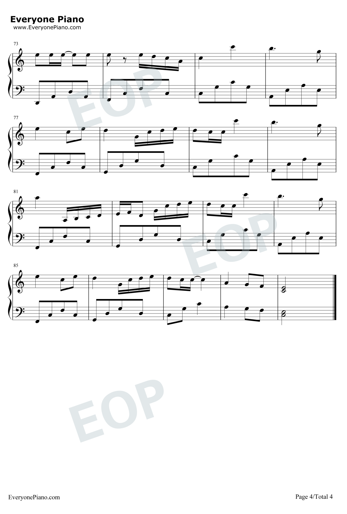 菊次郎的夏天钢琴谱4