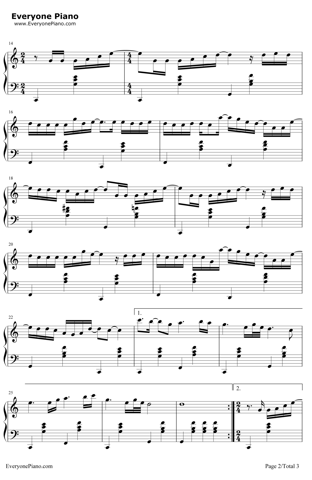 认真的雪钢琴谱2