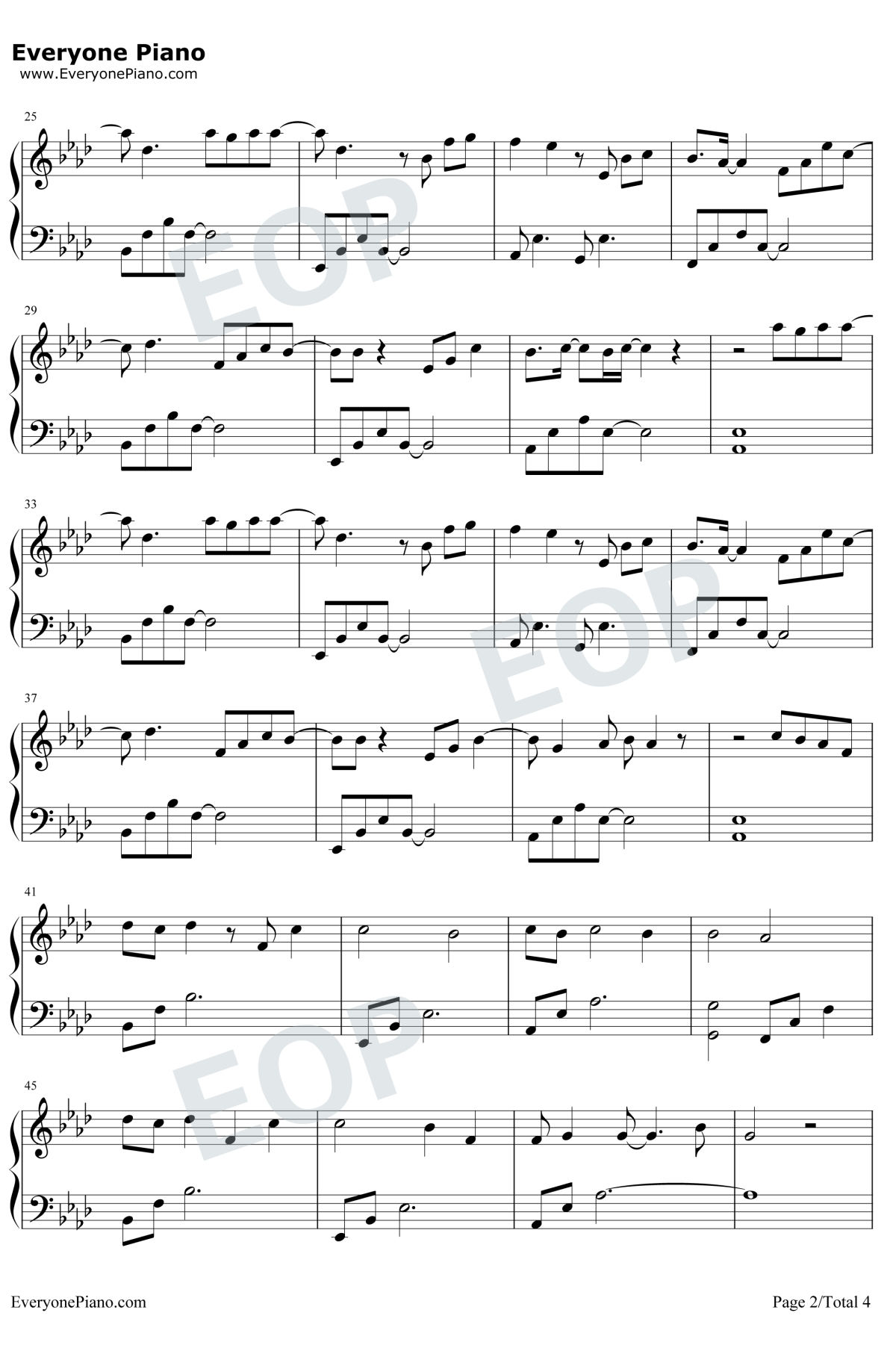 肆无忌惮钢琴谱2