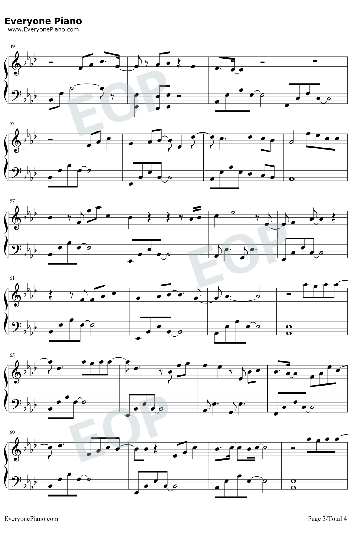 肆无忌惮钢琴谱3