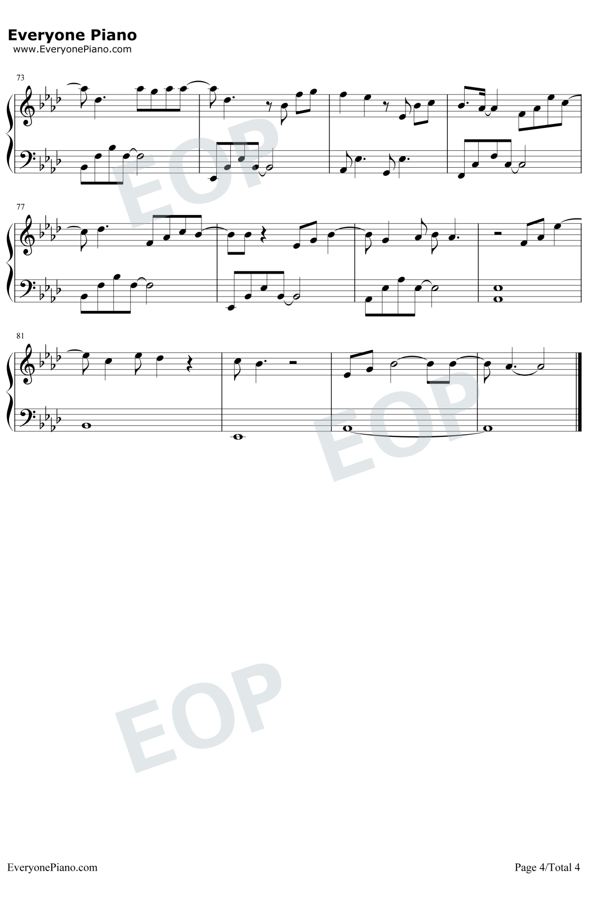 肆无忌惮钢琴谱4