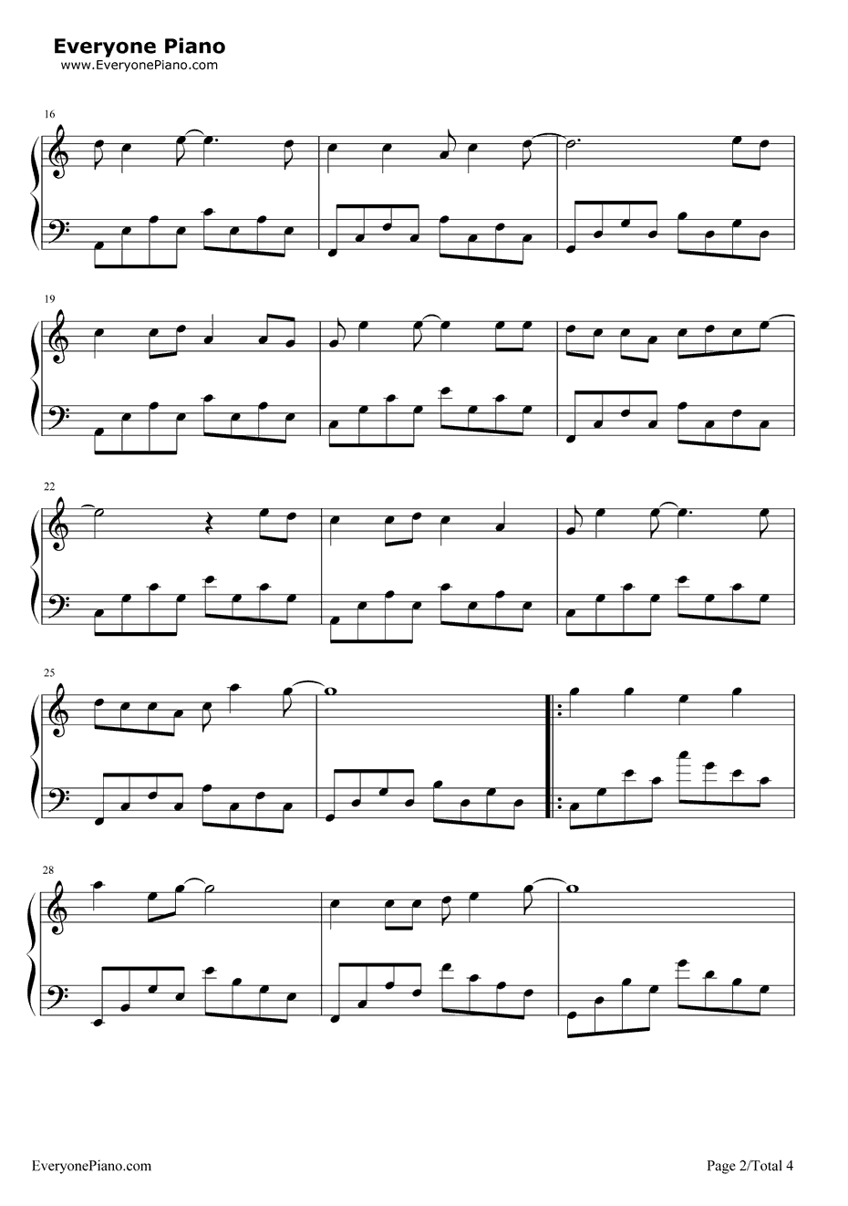 阳光总在风雨后钢琴谱2