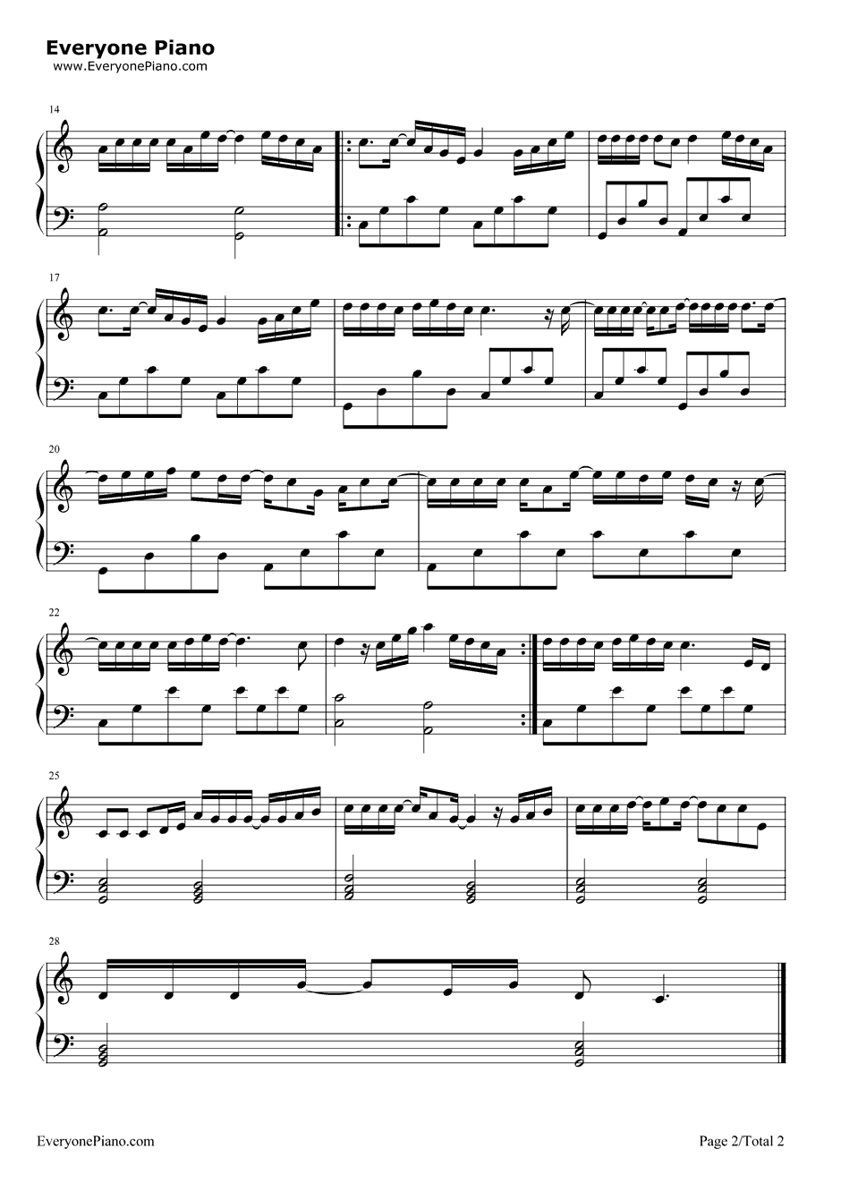 大城小爱钢琴谱2