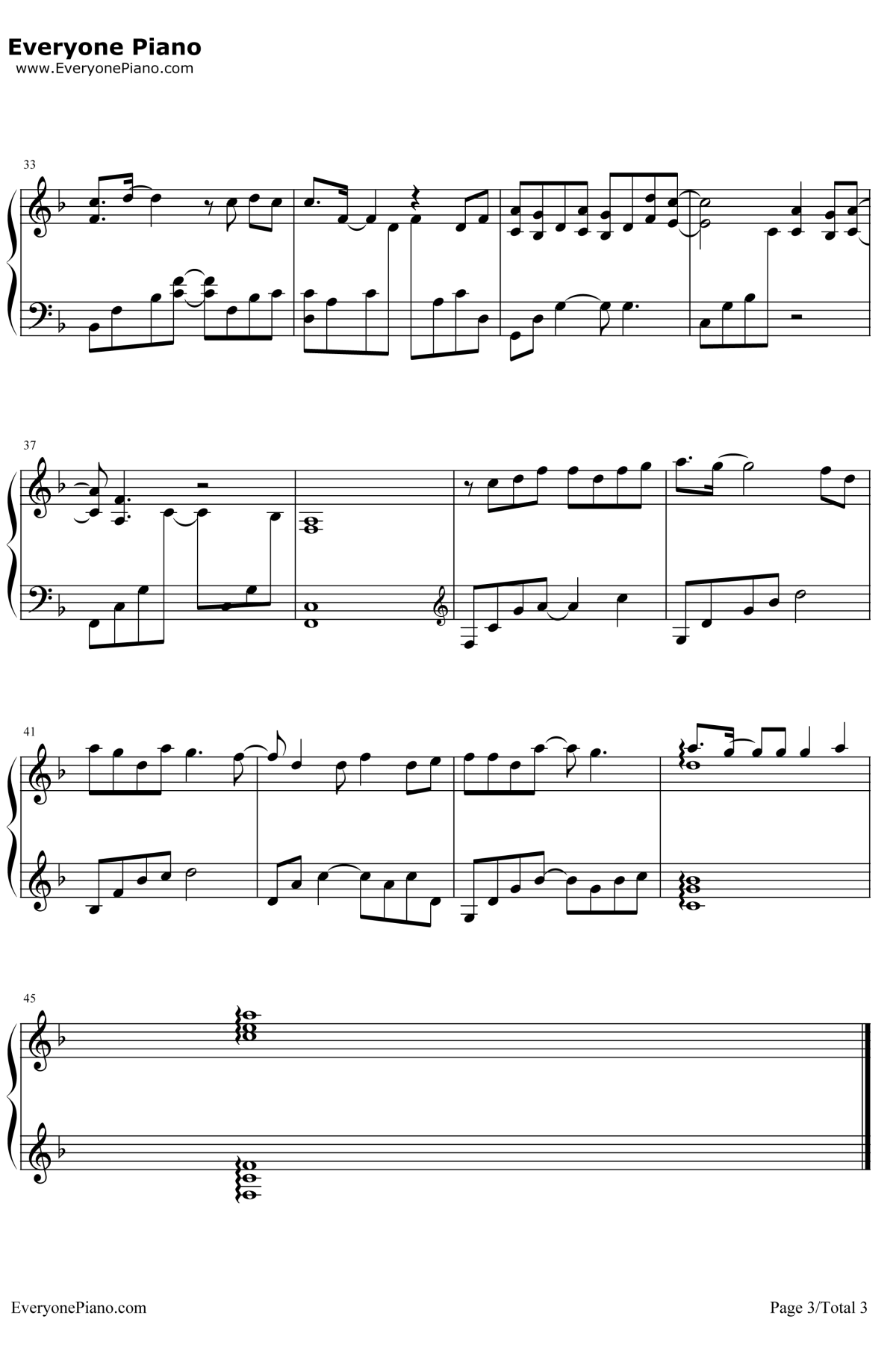 因为爱情钢琴谱3