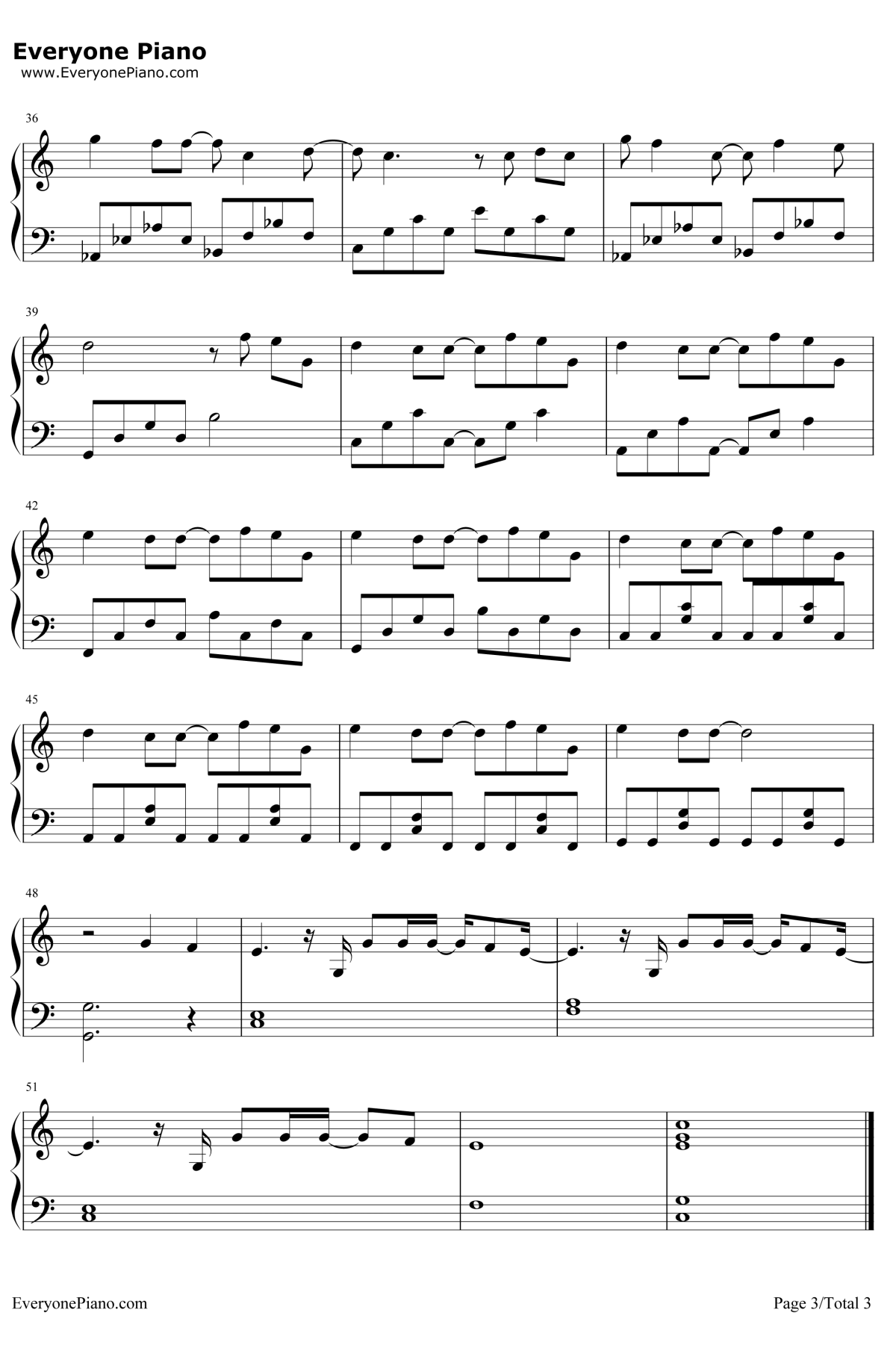 和你在一起钢琴谱3