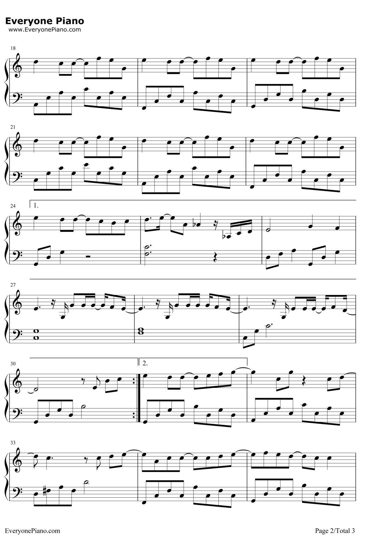 和你在一起钢琴谱2