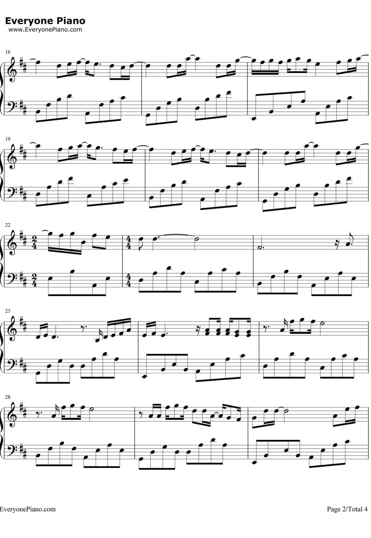 忽然之间钢琴谱2