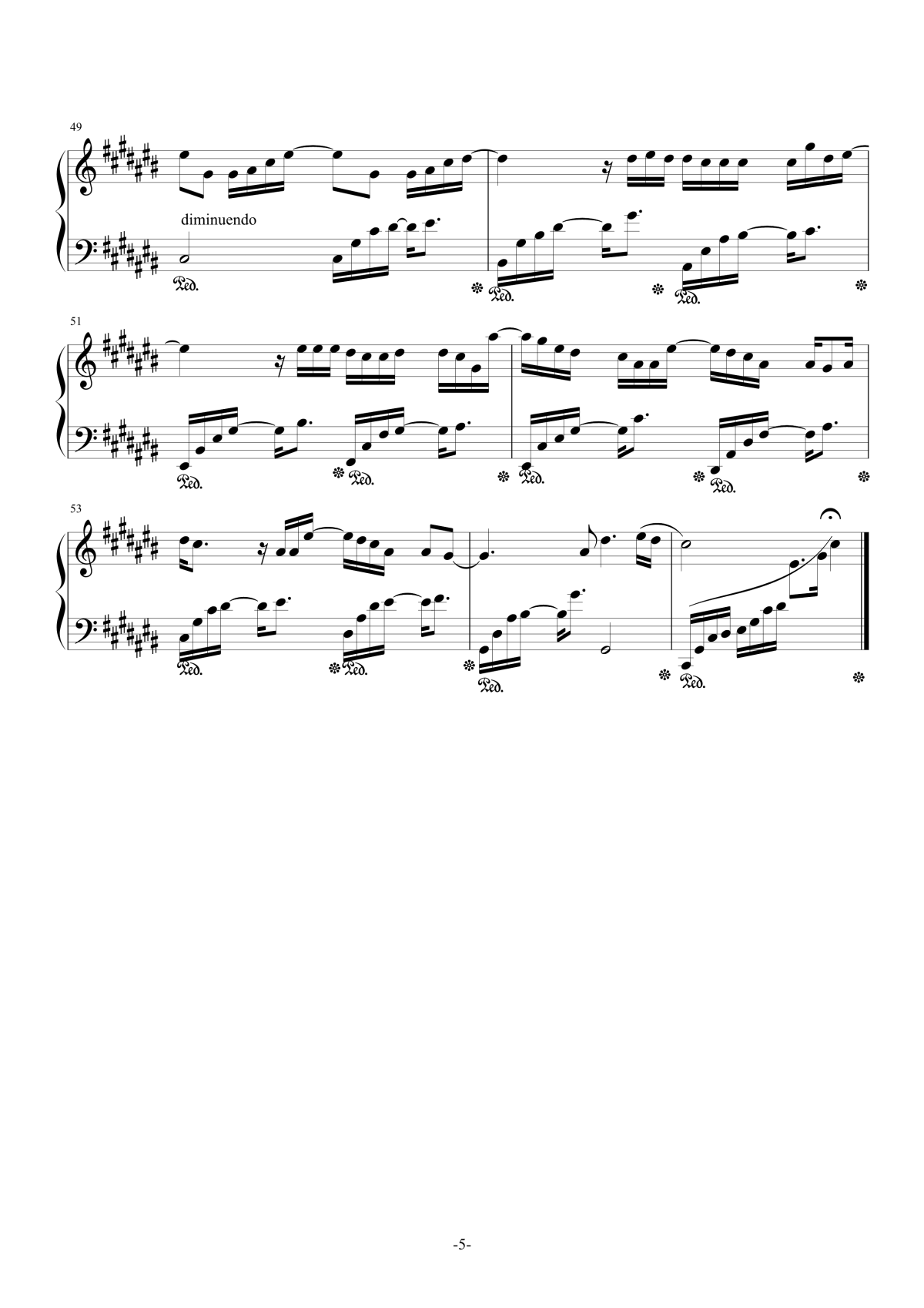 认真的雪钢琴谱5