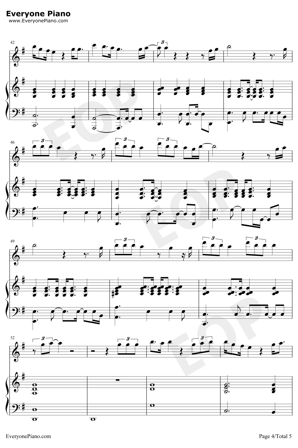 给你的歌钢琴谱4