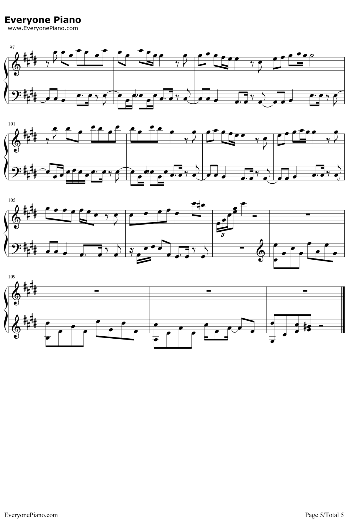 第一次爱的人钢琴谱5