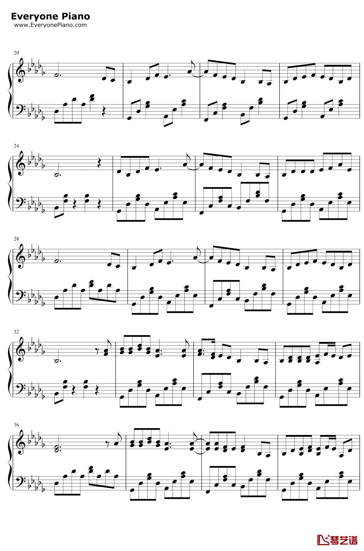 火红的萨日朗钢琴谱2