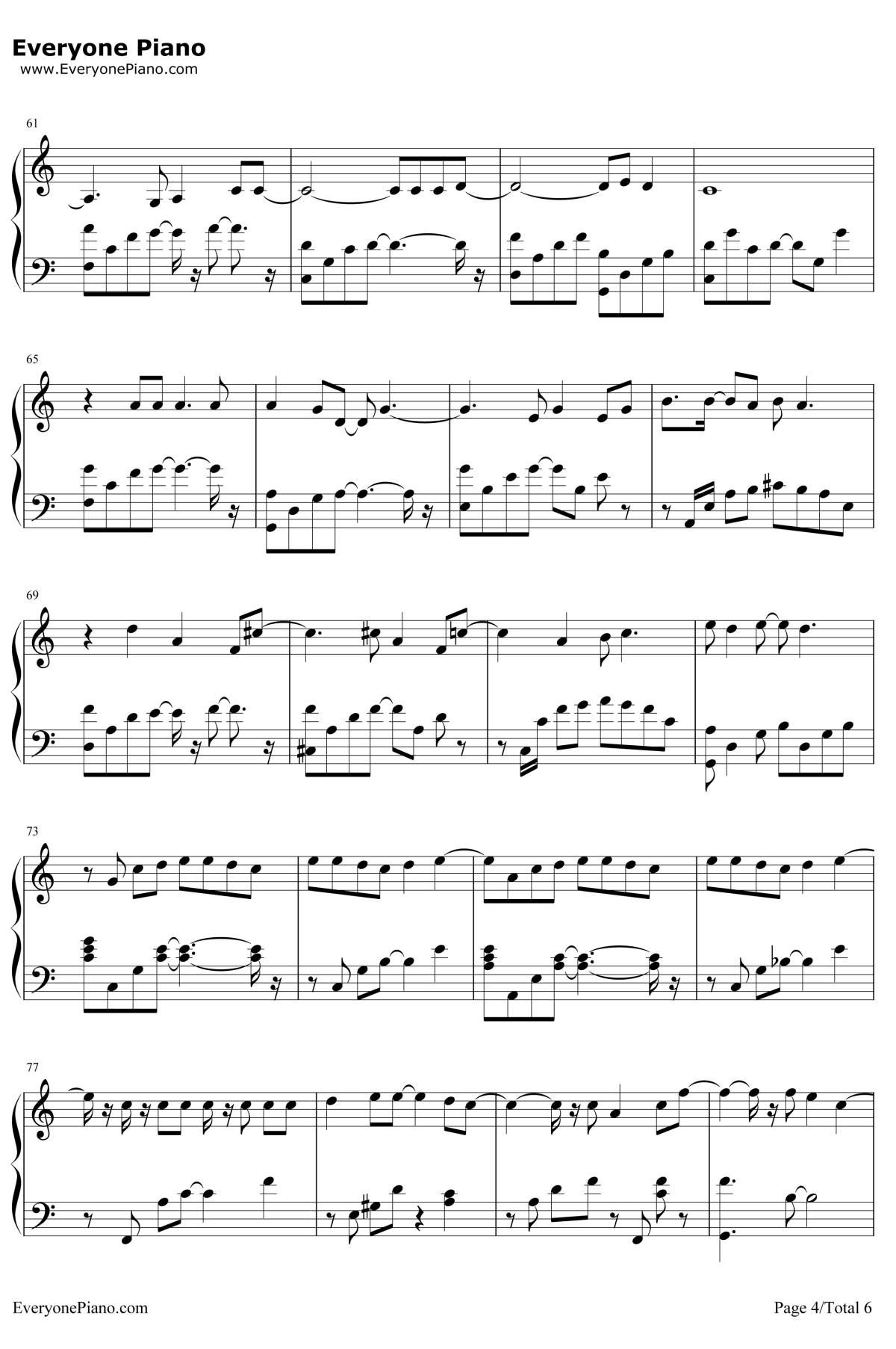 每天爱你多一些钢琴谱4