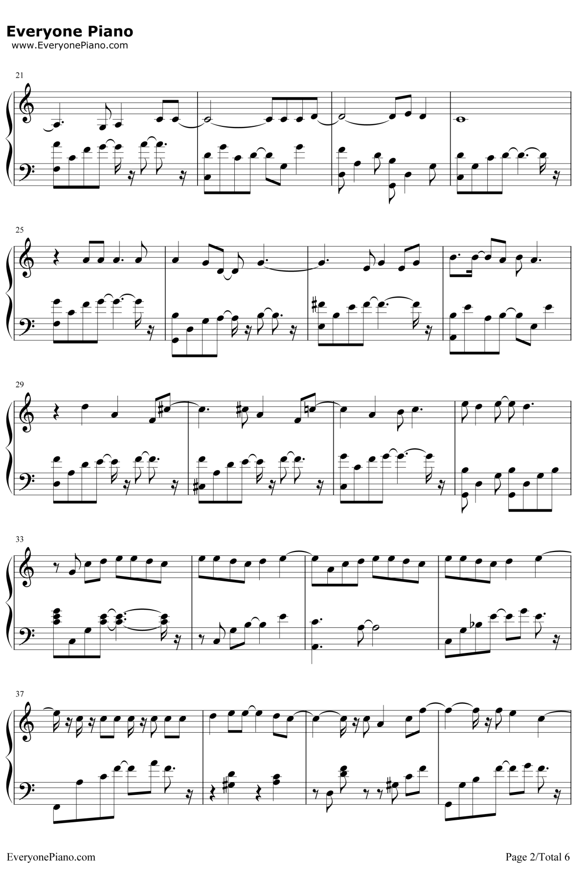 每天爱你多一些钢琴谱2