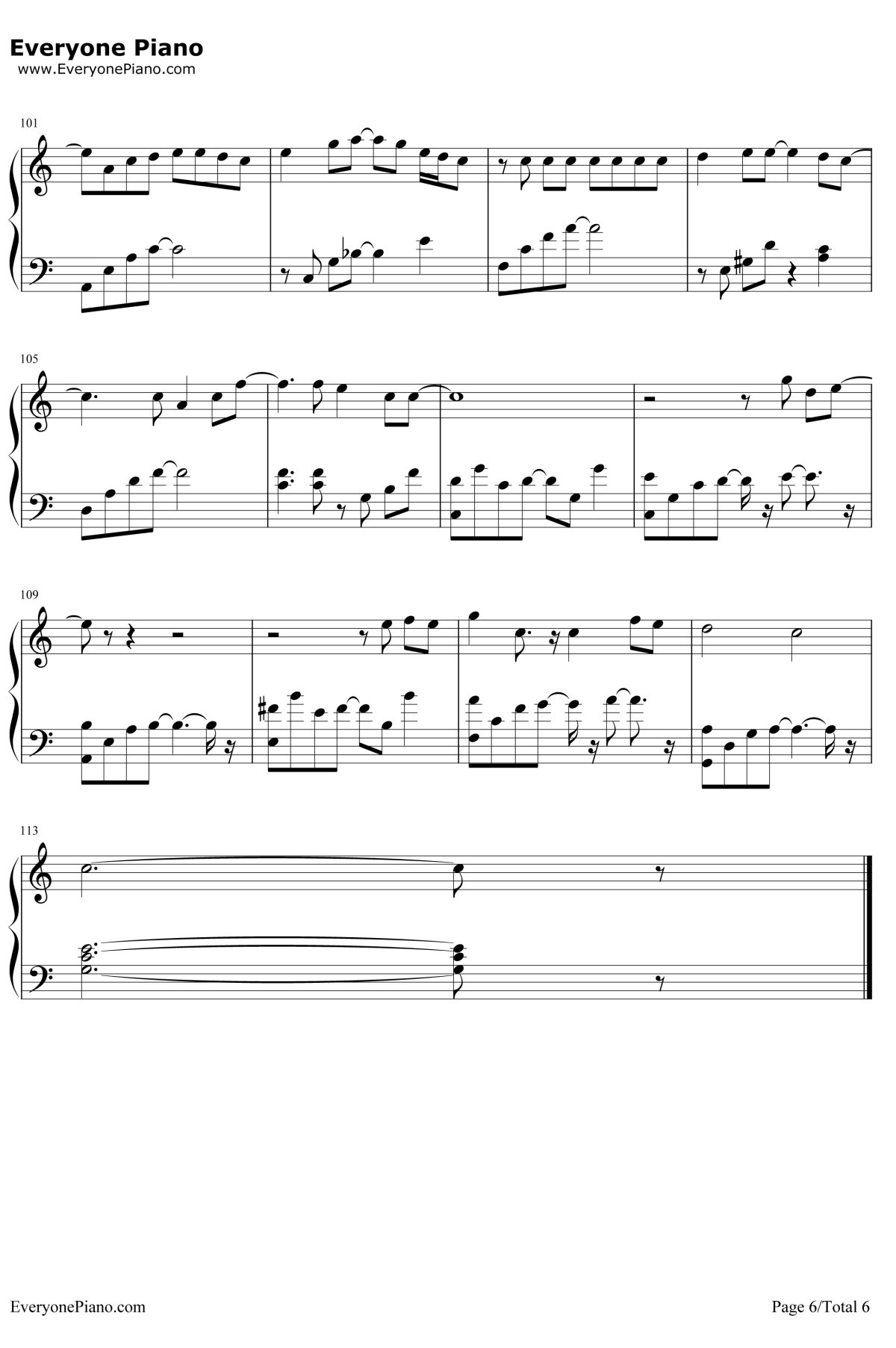 每天爱你多一些钢琴谱6