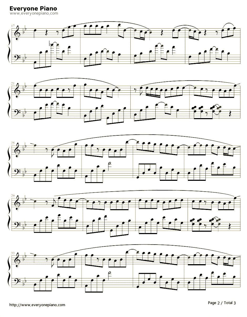 浪漫手机钢琴谱2