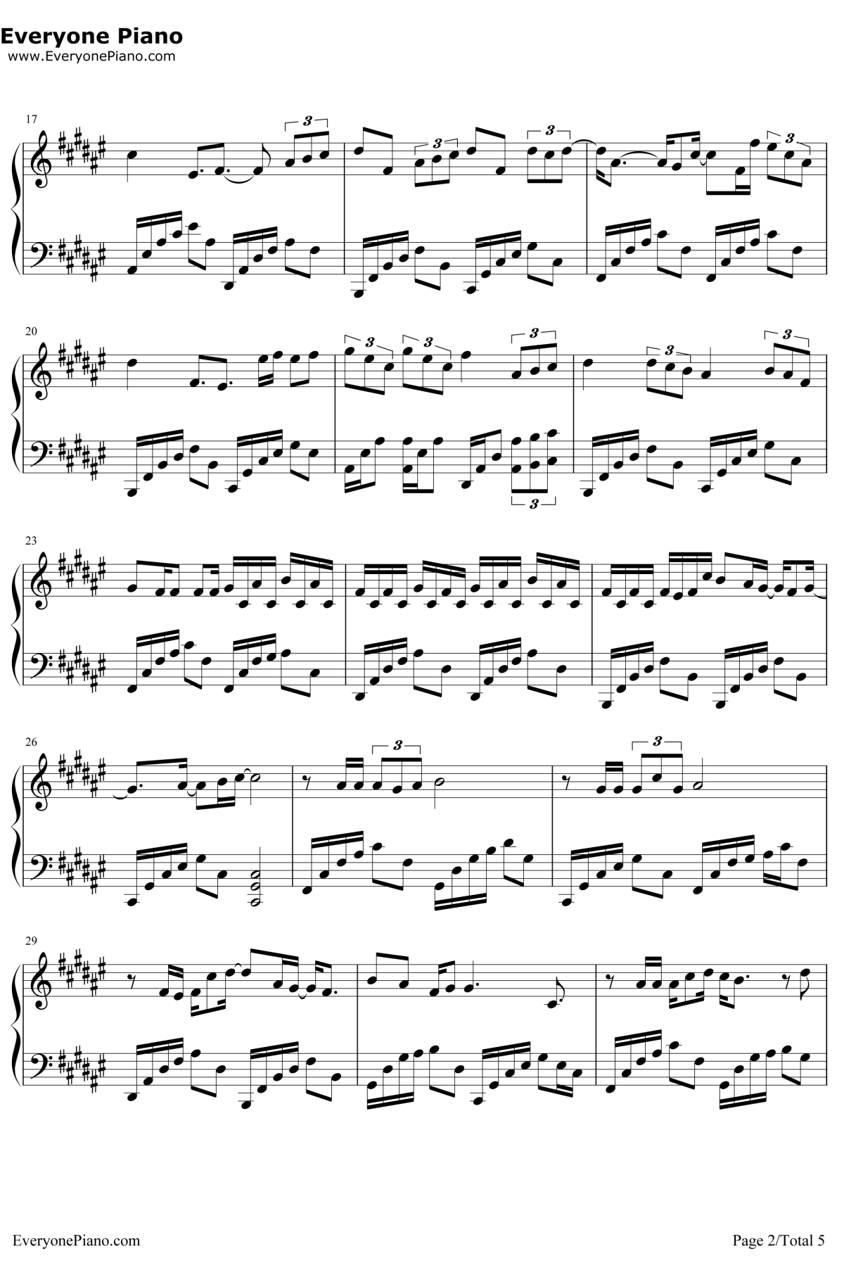 阴天快乐钢琴谱2