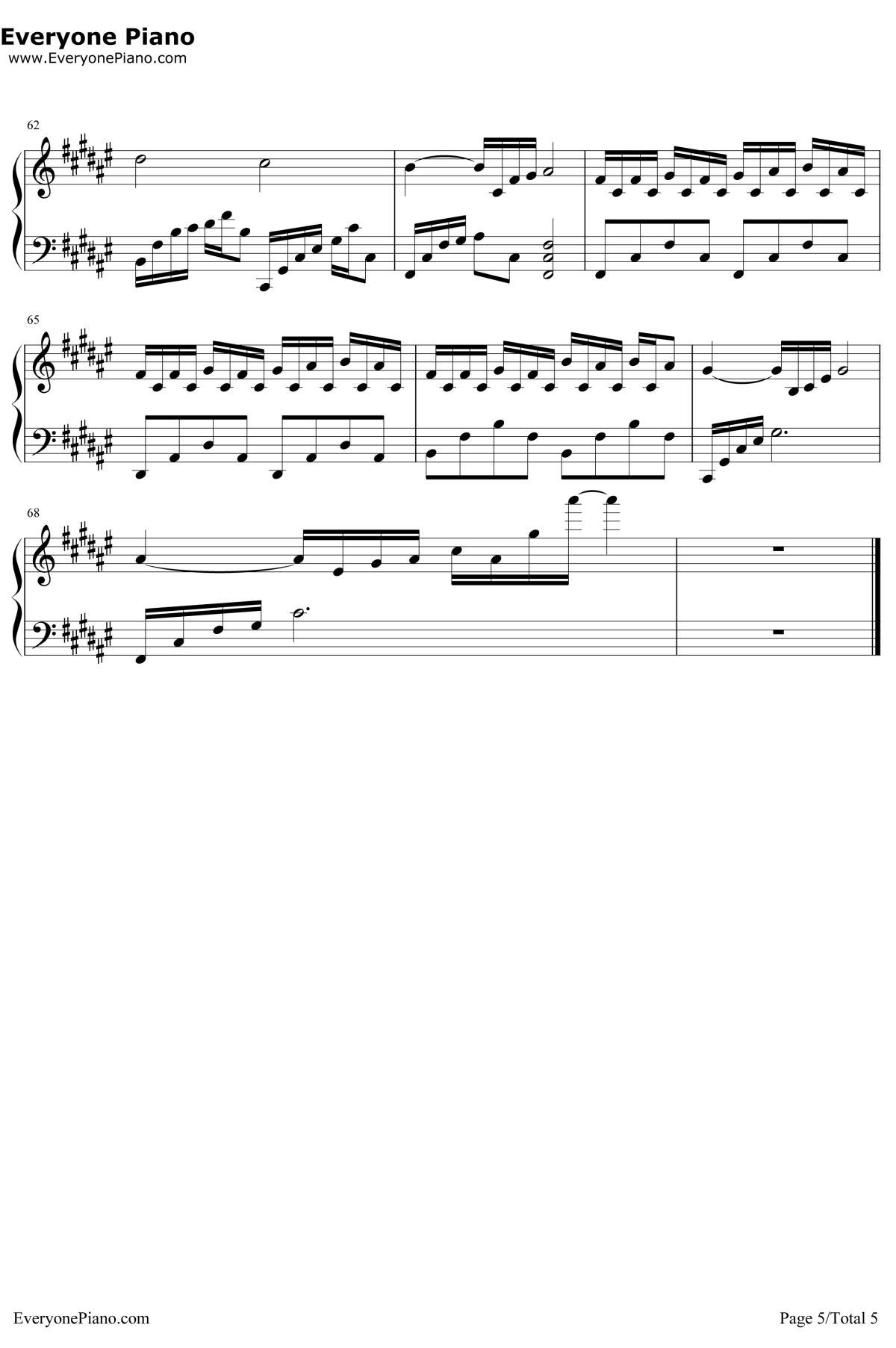 阴天快乐钢琴谱5