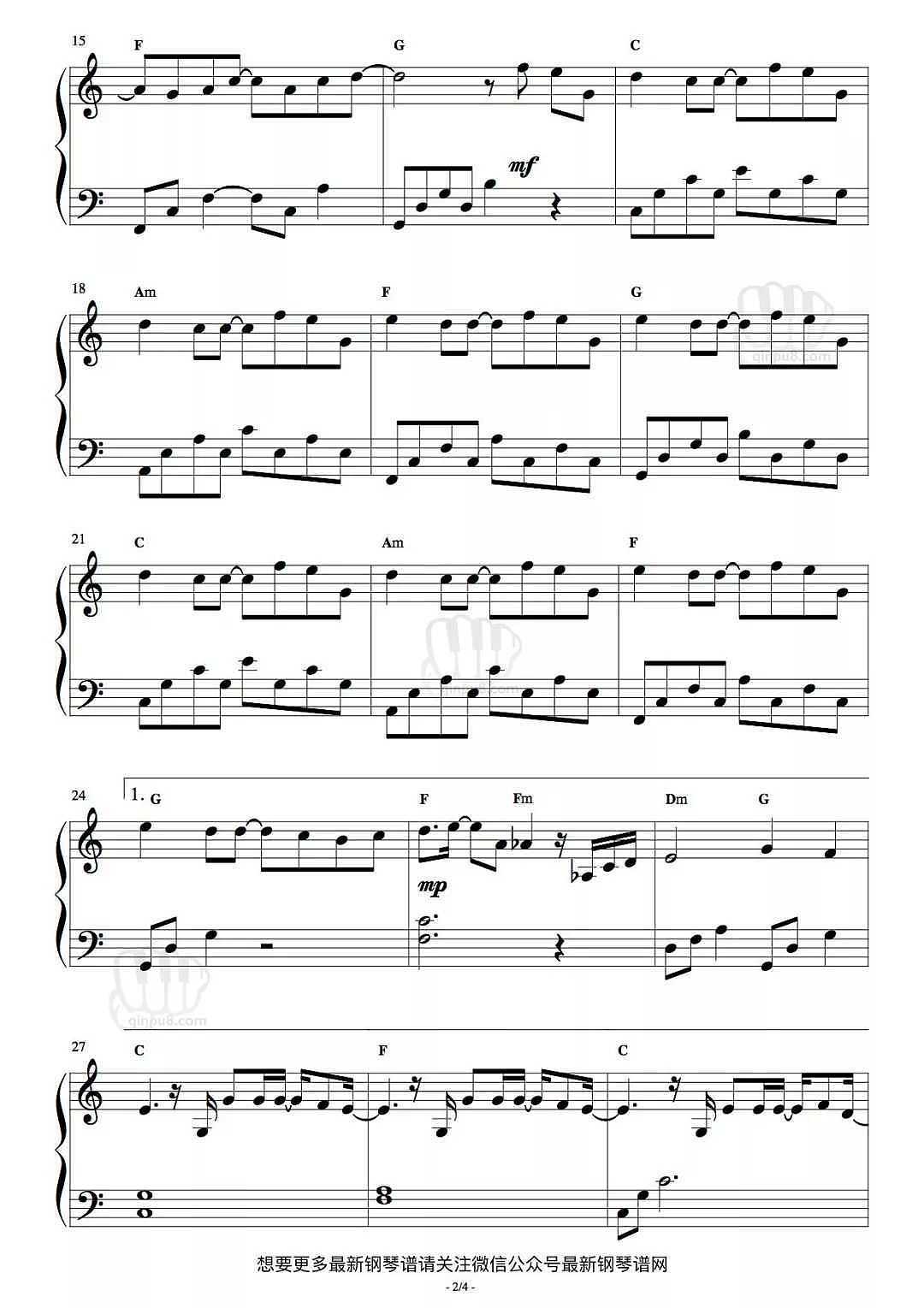 和你在一起钢琴谱2