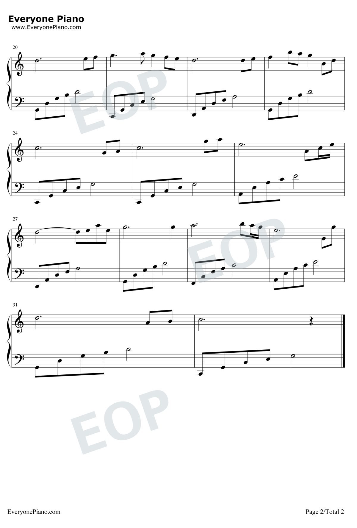 在水一方钢琴谱2