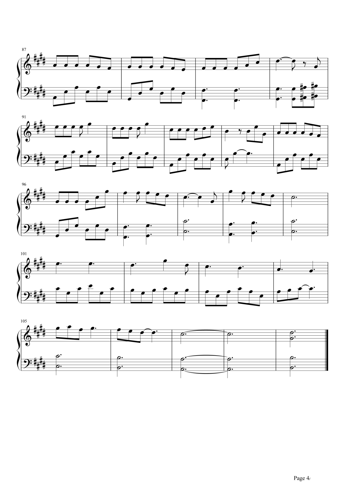 三生三世钢琴谱4