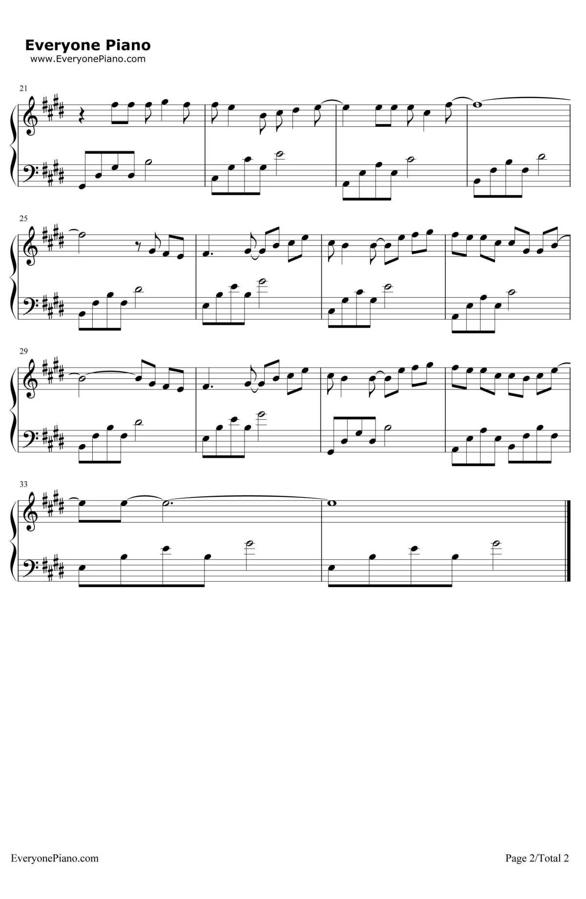 一路上有你钢琴谱2