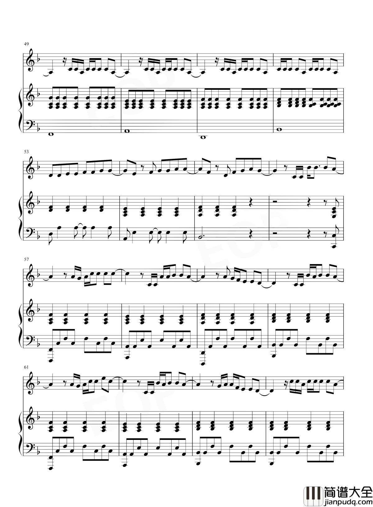 倒数钢琴谱_邓紫棋_有你就别无所求了