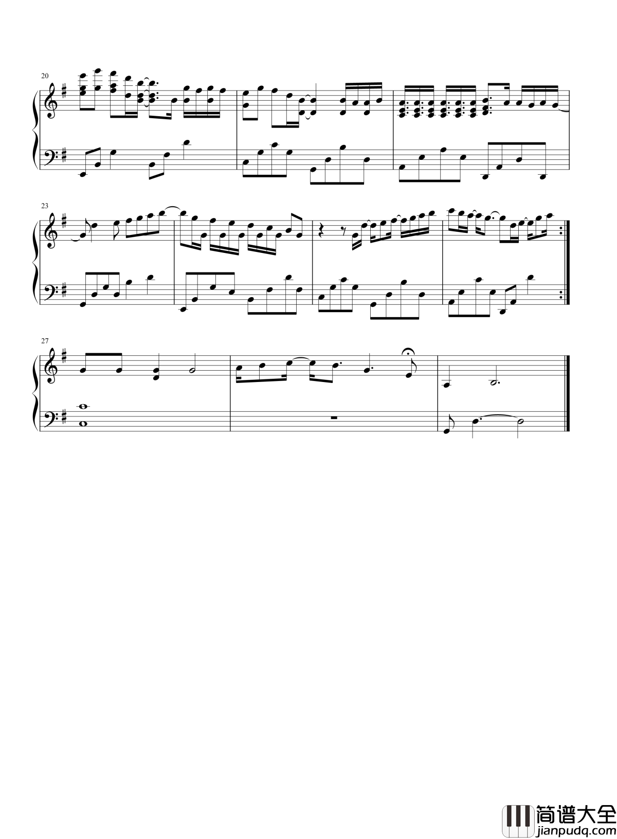 不再联系钢琴谱_程响_夏天alex_我和你不再联系，不代表我不想你