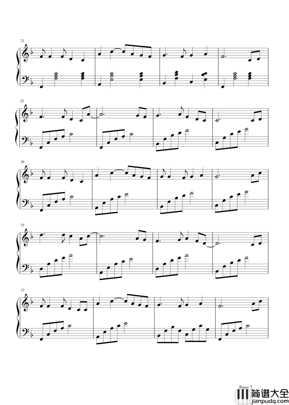 牵手钢琴谱_苏芮_人生风雨携手到老