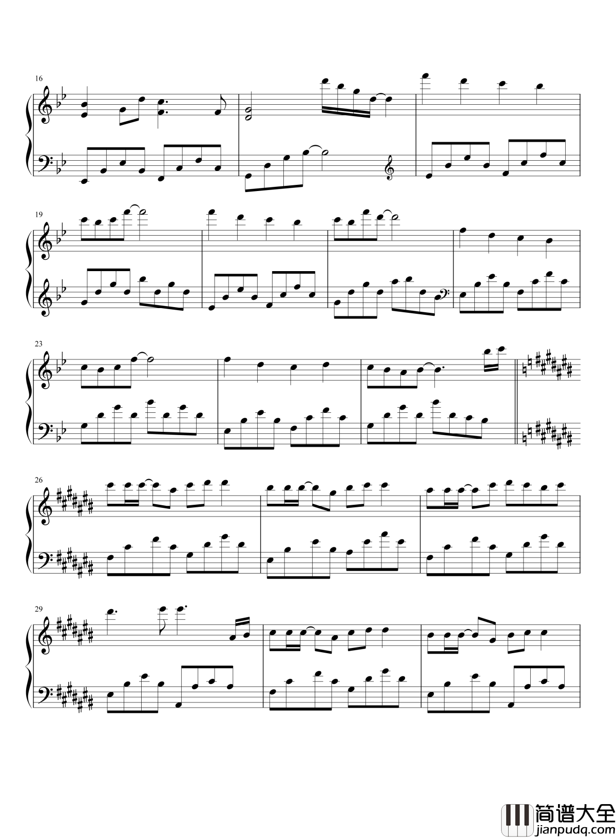 白石溪钢琴谱__乐正绫_洛天依_白石溪畔斜阳逐流