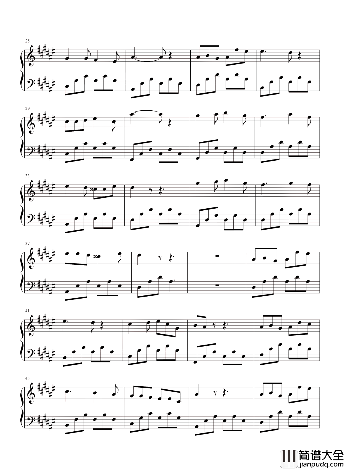 只要平凡钢琴谱_张杰/张碧晨_我不是药神，不要光环，只要平凡