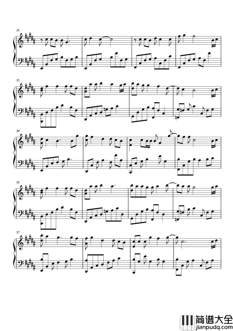 亲爱的你怎么不在我身边钢琴谱_江美琪_这里的空气很清新，这里的小吃很特别