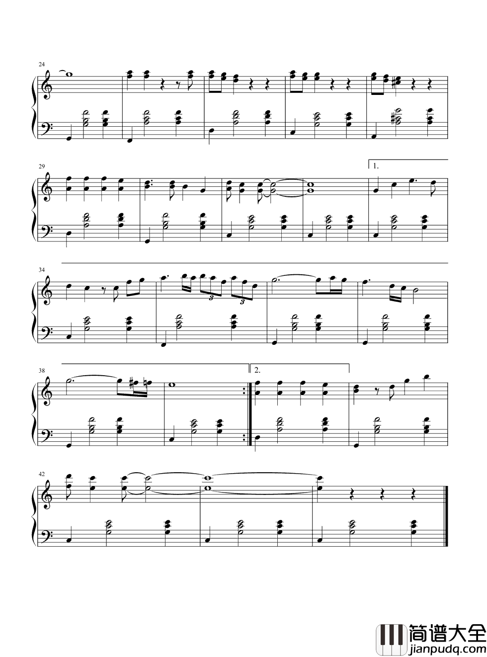 思念钢琴谱_毛阿敏_为何你一去便无消息，只把思念积压在我心头