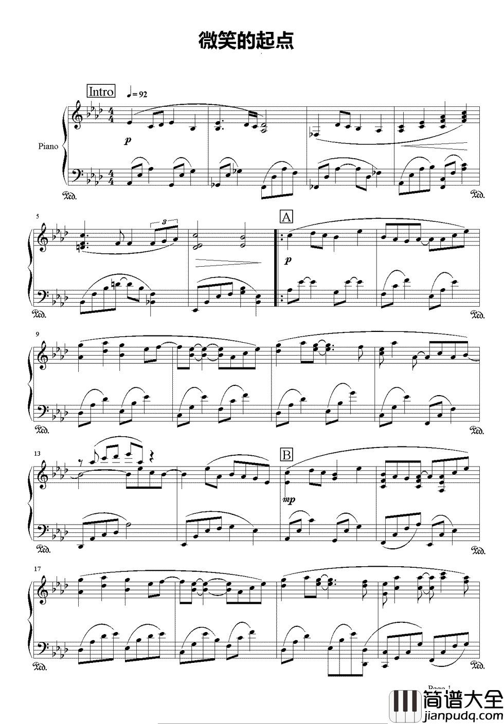 微笑的起点钢琴谱_张韶涵范玮琪郭静_用微笑代替眼泪用爱画出另一个起点