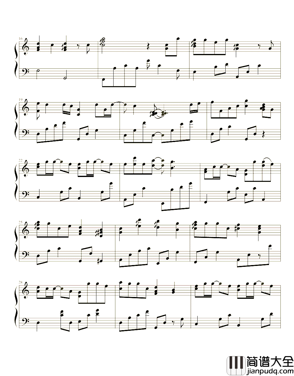 三吋日光钢琴谱_梁静茹_你为我敞开的天窗一段日光落在手心