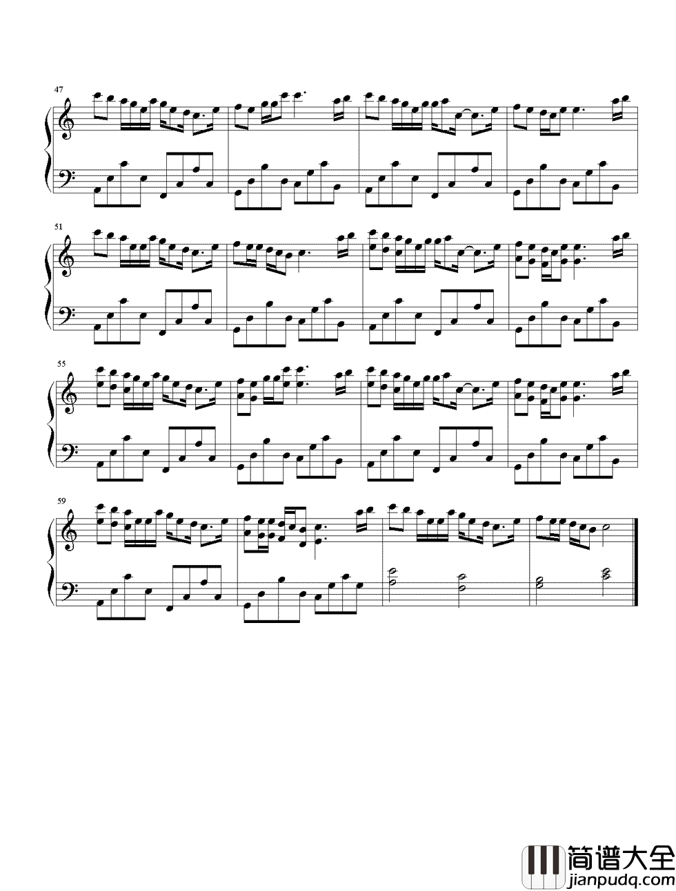 属于钢琴谱_梁静茹_青春未落幕回忆不散场