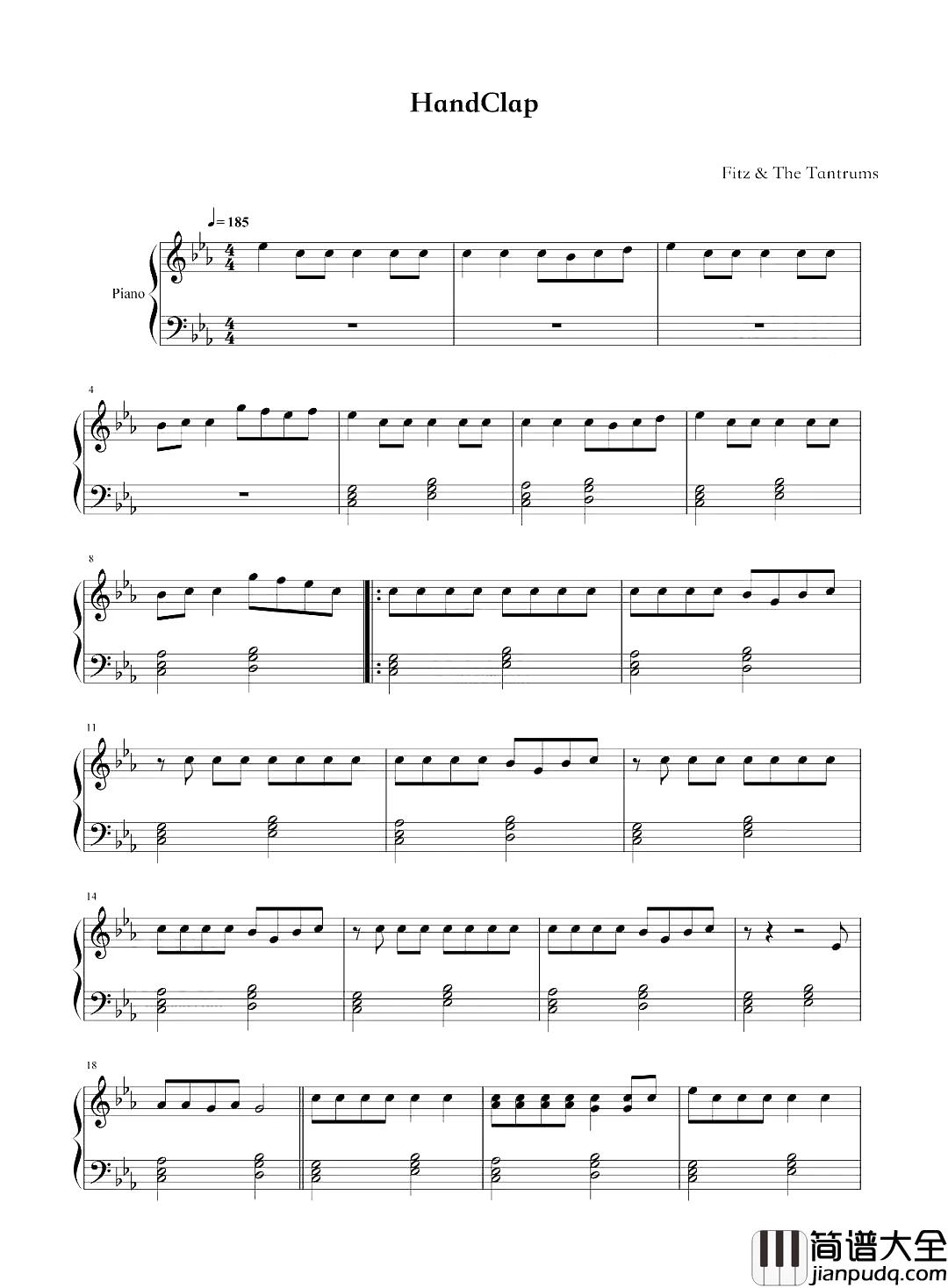 HandClap钢琴谱_吃鸡战歌再次来袭啪啪啪神马的最美妙了