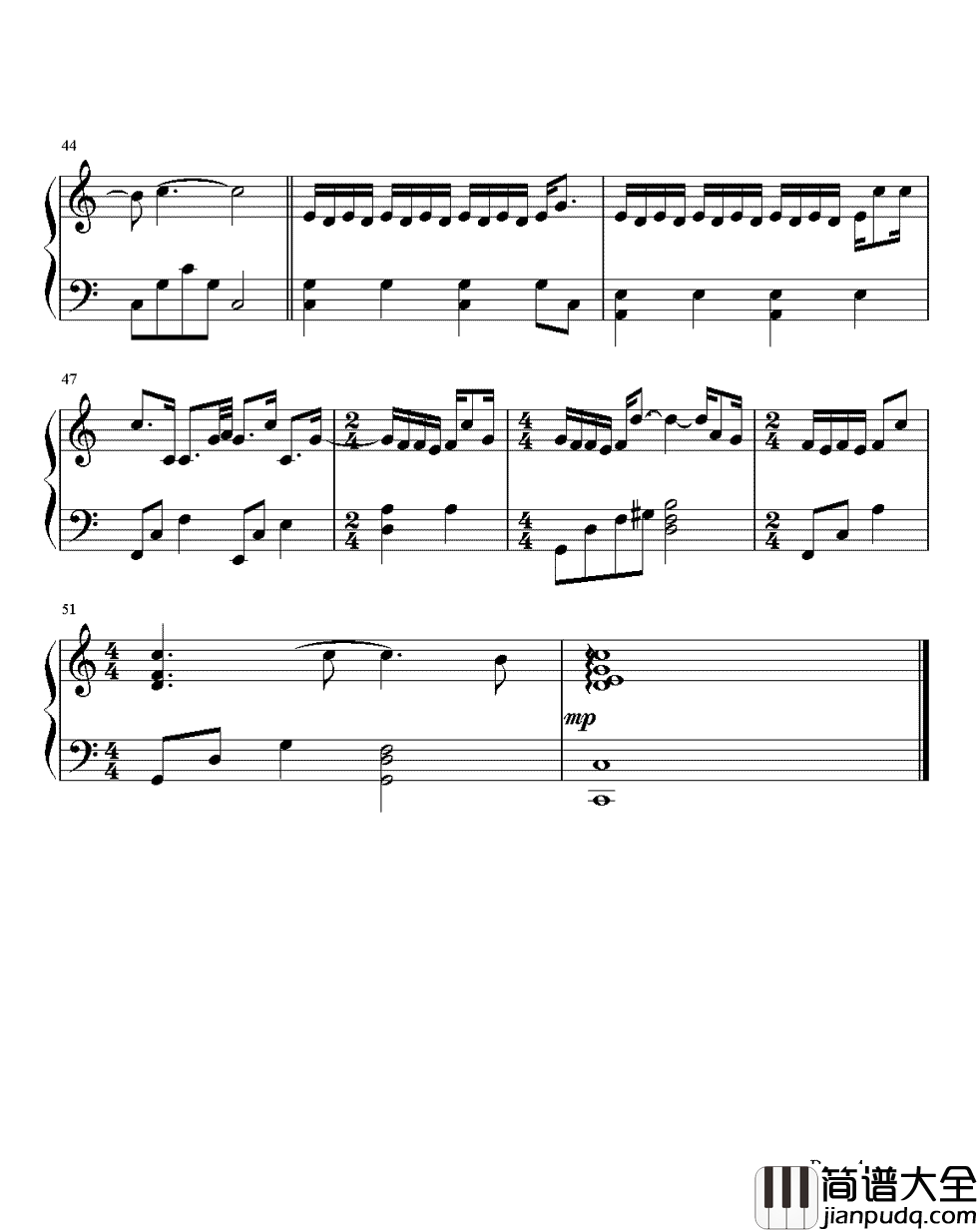 手放开钢琴谱_李圣杰_我给你最后的疼爱是手放开